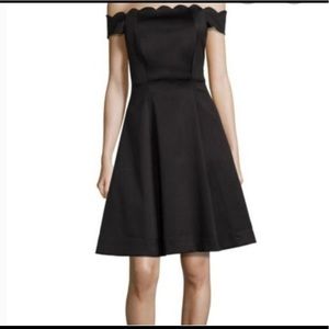 Badgley Mischka Black Scalloped Dress